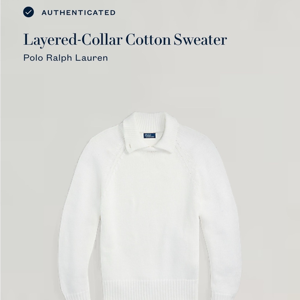 Polo Ralph Laure Layered-Collar Cotton Sweater | color: white | size L - Picture 7 of 10